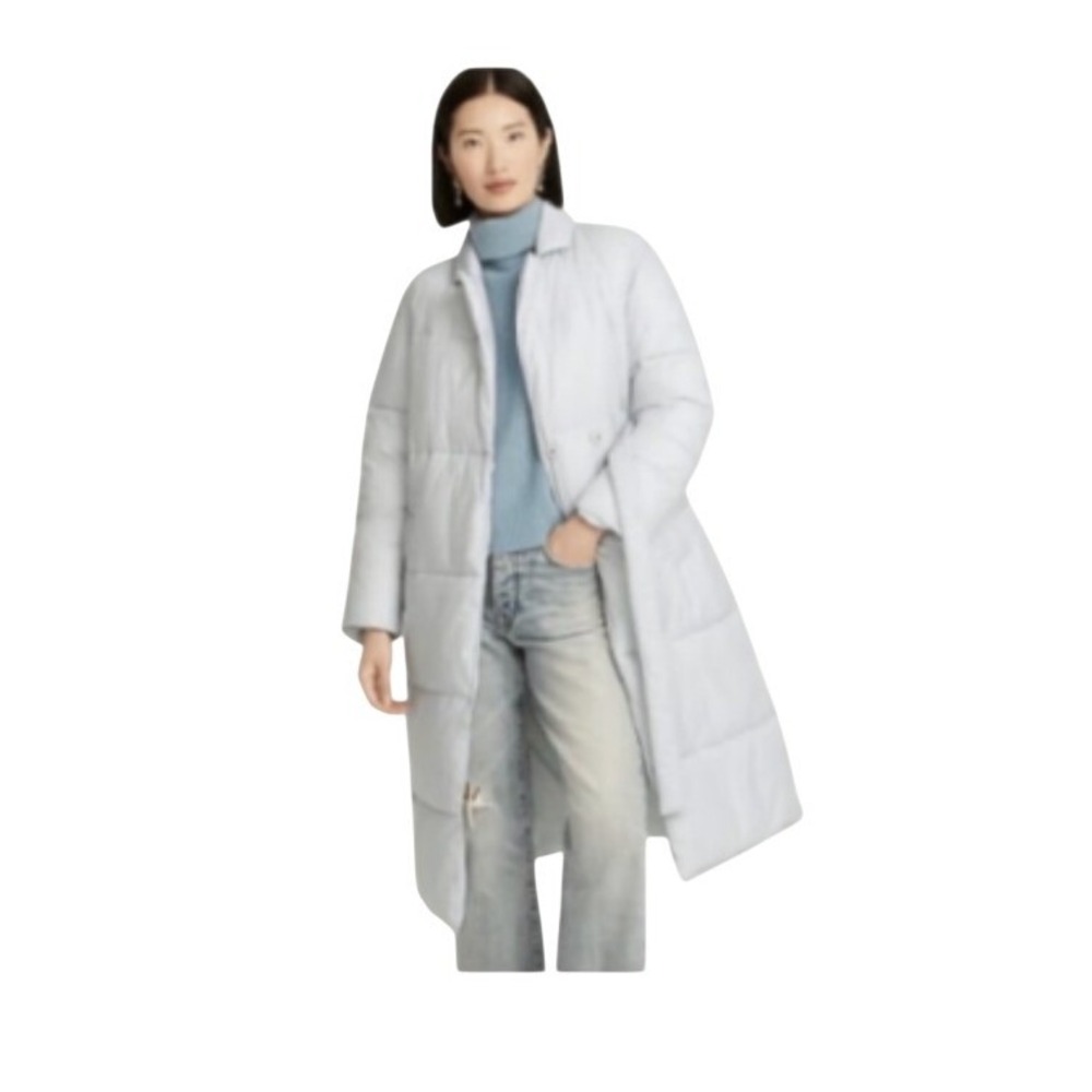 J. Crew Puffer Wrap Coat PrimaLoft Light Gray Lightweight S